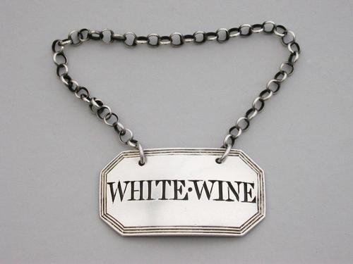 George III Silver Wine Label 'White-Wine' by Phipps & Robinson, London, 1806 (1 of 6) George III Silver Wine Label 'White-Wine' by Phipps & Robinson, London, 1806 (1 of 6)