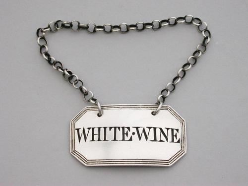 George III Silver Wine Label 'White-Wine' by Phipps & Robinson, London, 1806 (1 of 6)