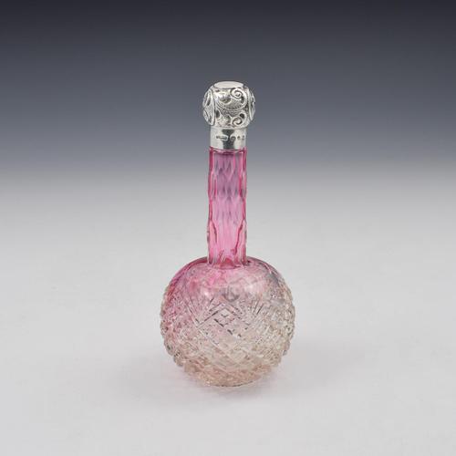 Victorian Silver & Cranberry Cut Glass Scent / Perfume Bottle (1 of 8) Victorian Silver & Cranberry Cut Glass Scent / Perfume Bottle (1 of 8)
