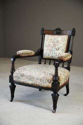 Ebonised Victorian Open Armchair (1 of 8) Ebonised Victorian Open Armchair (1 of 8)