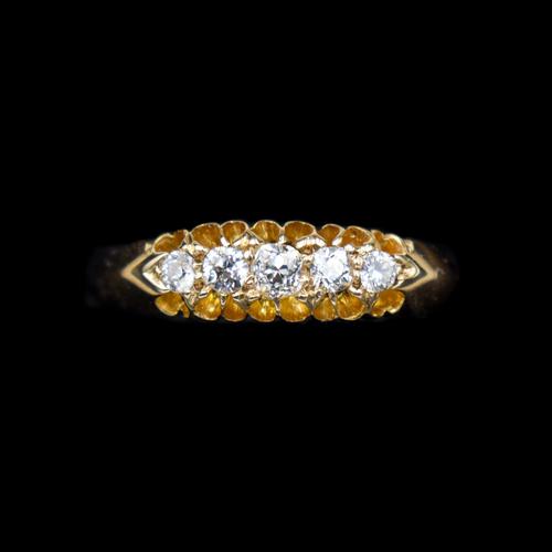 Antique Edwardian Old Cut Diamond Five Stone 18K Gold Ring (1 of 10) Antique Edwardian Old Cut Diamond Five Stone 18K Gold Ring (1 of 10)