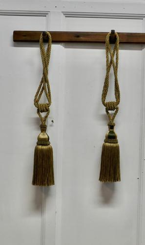 Large French Gold Silk Hand Made Tassels, Passementerie Curtain Tiebacks (1 of 5)