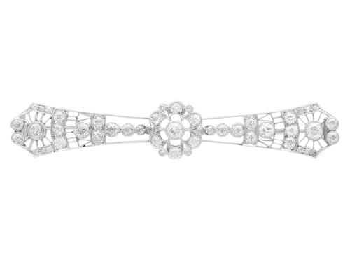 2.06ct Diamond & Platinum Bar Brooch c.1930 (1 of 9)