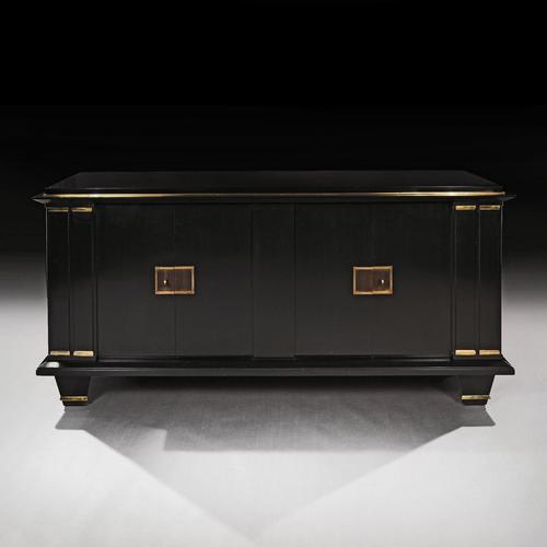 Jacques Adnet French Art Deco Modernist Ebonised Enfilade Sideboard with Gilt Bronze Mounts (1 of 12) Jacques Adnet French Art Deco Modernist Ebonised Enfilade Sideboard with Gilt Bronze Mounts (1 of 12)
