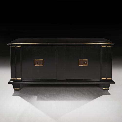 Jacques Adnet French Art Deco Modernist Ebonised Enfilade Sideboard with Gilt Bronze Mounts (1 of 12)