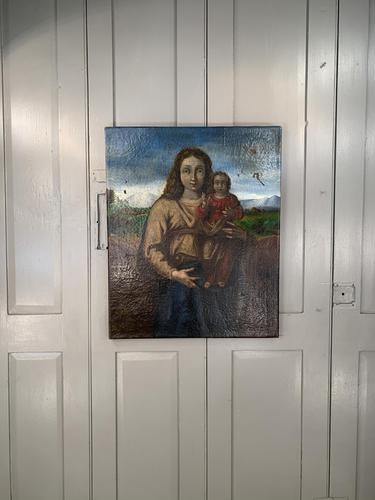 Antique Spanish oil painting study of Madonna and child (1 of 10) Antique Spanish oil painting study of Madonna and child (1 of 10)