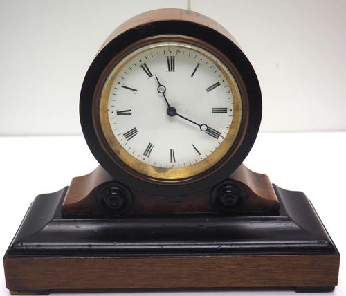 Great French Drum Head Mantel Clock Walnut & Ebonised Case on Balance by GVC (1 of 9)