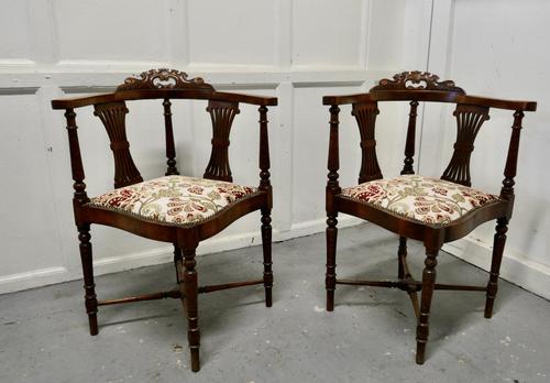 Pair of Edwardian Walnut Corner Chairs (1 of 6) Pair of Edwardian Walnut Corner Chairs (1 of 6)