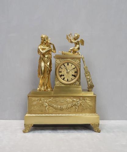 French Bronze Gilt Romanesque Empire Style Mantel Clock by Cailly Aine (1 of 12)