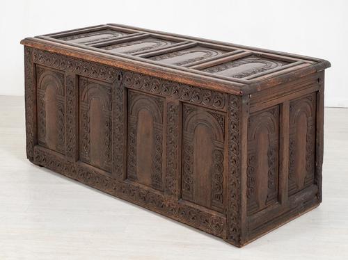 Wonderful Carved Oak Coffer (1 of 10)