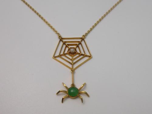 Gold Spider Web & Spider Necklace (1 of 7)