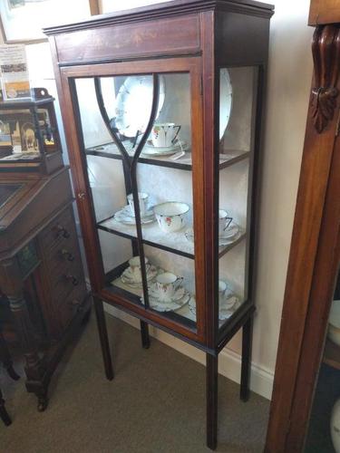 Pair of Edwardian Glazed Mahogany Display Cabinet with 2 Shelves (1 of 8)