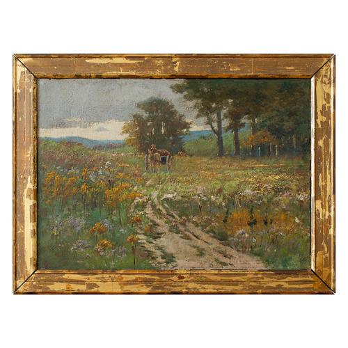 Early 20th Century German School Impressionistic Landscape with Cart (1 of 10)