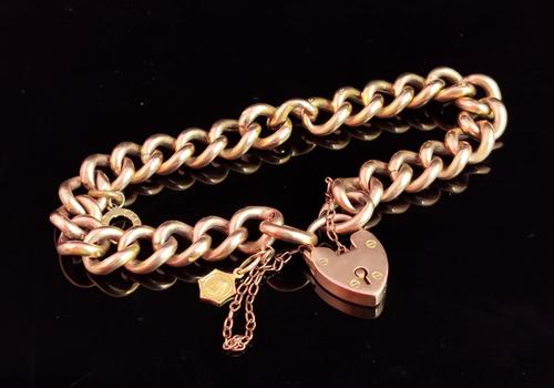 Antique 9ct Gold Curb Bracelet, Edwardian (1 of 9) Antique 9ct Gold Curb Bracelet, Edwardian (1 of 9)