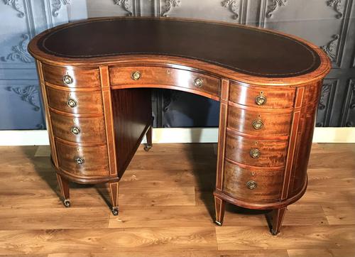 Edwardian Inlaid Mahogany Kidney Shaped Desk (1 of 21) Edwardian Inlaid Mahogany Kidney Shaped Desk (1 of 21)