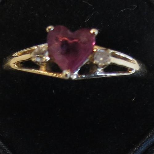 Heart-Shaped Ruby & Diamond Gold Ring (1 of 6)