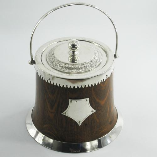 Unusual Bell Shaped Late Victorian Daniel & Arter Silver Plate Biscuit Barrel or Box (1 of 5)