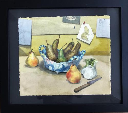 Original Watercolour 'Still-life of Pears, Fennel and Teddy Bear by Colleen Farr (1 of 6) Original Watercolour 'Still-life of Pears, Fennel and Teddy Bear by Colleen Farr (1 of 6)
