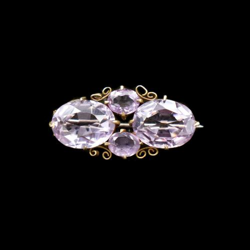 Antique Amethyst Gold on Silver Filigree Brooch Pin (1 of 9)