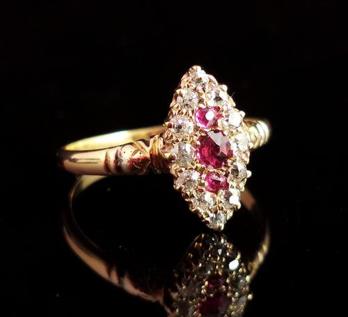 Victorian Ruby & Diamond Navette Ring (1 of 14)