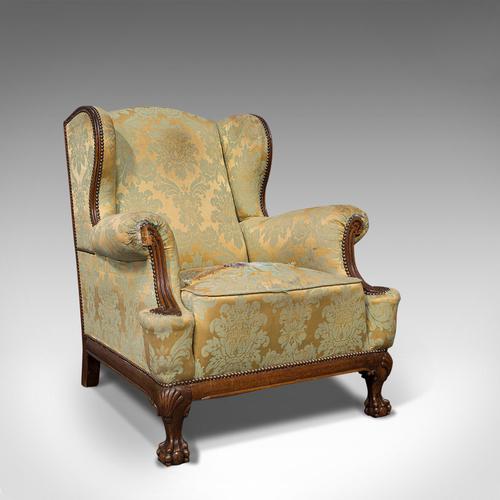 Antique Wing-Back Armchair, English, Fireside, Lounge, Seat, Edwardian, 1910 (1 of 12)