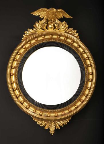 Regency Period Convex Mirror Surmounted with a Small Carved Eagle (1 of 4) Regency Period Convex Mirror Surmounted with a Small Carved Eagle (1 of 4)