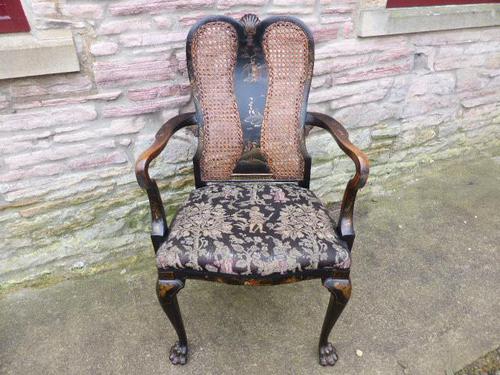 Stylish Regency Chinoiserie Lacquered Desk Chair (1 of 7)