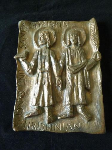 Mid Century Bronze Plaque - Saint Chrispin & Chrispinian- European School (1 of 6) Mid Century Bronze Plaque - Saint Chrispin & Chrispinian- European School (1 of 6)