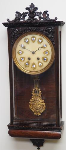 Rare Early Wall Clock Large Dial Rosewood 8 Day Striking Vienna Wall Clock (1 of 10)