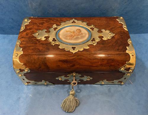 Victorian Brassbound & Brass Inlaid Walnut Jewellery Box (1 of 16)