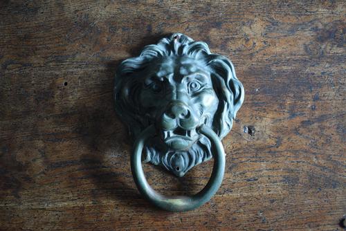 Large Antique Mid 19th Century Bronze Lion Mask Door Knocker (1 of 10)