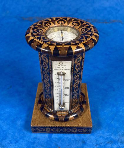 Victorian Burr Maple Thermometer & Compass by Thomas Barton (1 of 14)