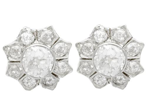 1.81ct Diamond & 18ct Yellow Gold Cluster Earrings - Antique c.1920 (1 of 9) 1.81ct Diamond & 18ct Yellow Gold Cluster Earrings - Antique c.1920 (1 of 9)