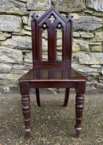 Antique Gothic Oak Hall Chair (1 of 13)