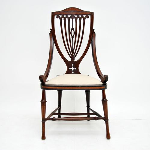 Antique Edwardian Inlaid Mahogany Side Chair (1 of 9)