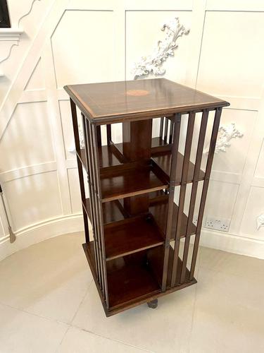 Large Antique Edwardian Inlaid Mahogany Revolving Bookcase (1 of 12) Large Antique Edwardian Inlaid Mahogany Revolving Bookcase (1 of 12)