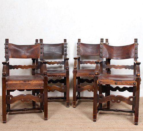 4 Dining Chairs Ships Nautical Chairs Oak Leather 19th Century (1 of 10) 4 Dining Chairs Ships Nautical Chairs Oak Leather 19th Century (1 of 10)
