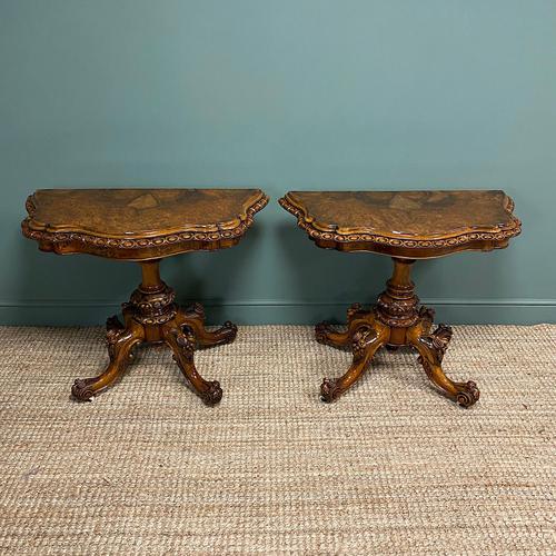 Stunning Pair of Victorian Walnut Antique Card Tables (1 of 9)