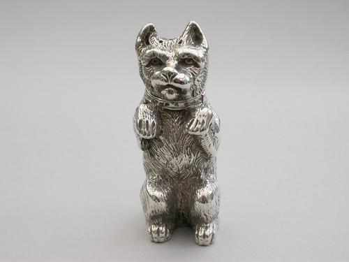 Victorian Novelty Silver Begging Dog Pepper by Thomas Johnson, London, 1878 (1 of 15) Victorian Novelty Silver Begging Dog Pepper by Thomas Johnson, London, 1878 (1 of 15)
