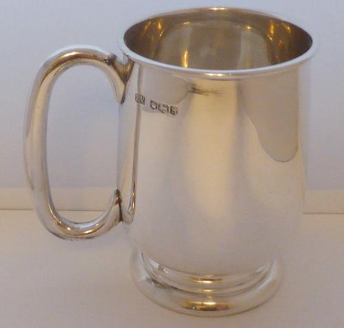 Viners 1960 Half 1/2 Pint Hallmarked Solid Silver Tankard Christening Mug 194g (1 of 10)