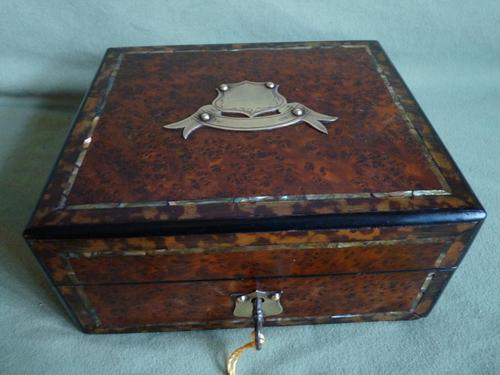 Unusual Inlaid Amboyna Jewellery Box c.1880 (1 of 6) Unusual Inlaid Amboyna Jewellery Box c.1880 (1 of 6)