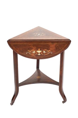 Fine Edwardian Inlaid Rosewood Drop Leaf Table (1 of 6) Fine Edwardian Inlaid Rosewood Drop Leaf Table (1 of 6)