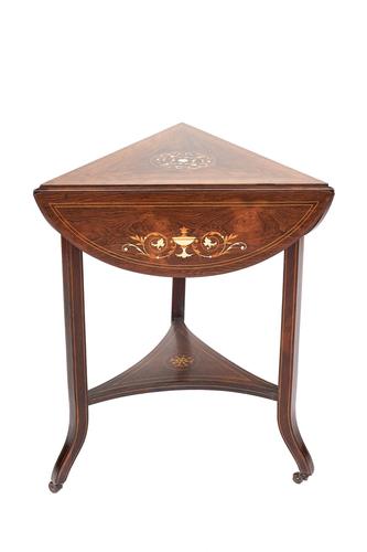 Fine Edwardian Inlaid Rosewood Drop Leaf Table (1 of 6)