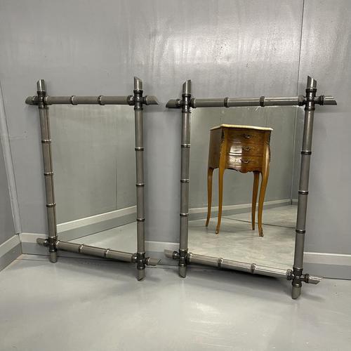 Pair of Two Tone Grey Bamboo Mirrors (1 of 7) Pair of Two Tone Grey Bamboo Mirrors (1 of 7)