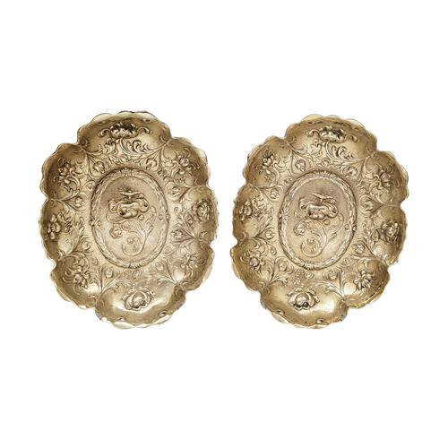 Pair of Antique Victorian Sterling Silver Gilt Dishes 1893 (1 of 11)