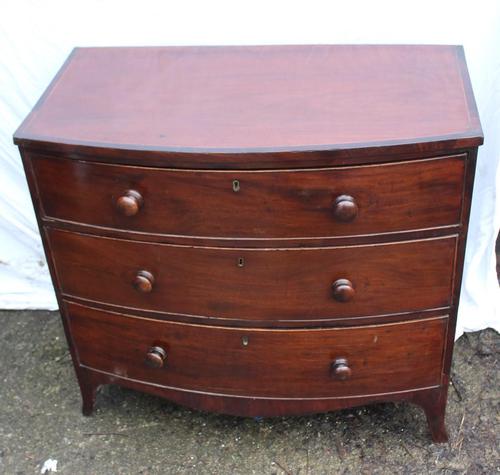 1900's Mahogany Bow Front Chest of Drawers + Crossbanding.Just Polished (1 of 4)