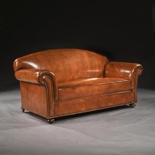 Late 19th Century Victorian Leather Upholstered Drop Arm Sofa (1 of 6)