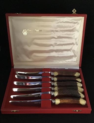 Cased Set of 6 Stag Horn Handle Steak Knives (1 of 6) Cased Set of 6 Stag Horn Handle Steak Knives (1 of 6)