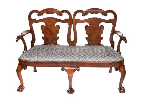 Fine Georgian Revival Walnut Chair back Settee, with carved Eagle head c.1900 (1 of 7)