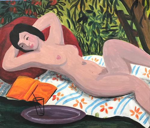 Original Gouache 'The Orange Book by Irene Stocks c.1985 (1 of 1) Original Gouache 'The Orange Book by Irene Stocks c.1985 (1 of 1)